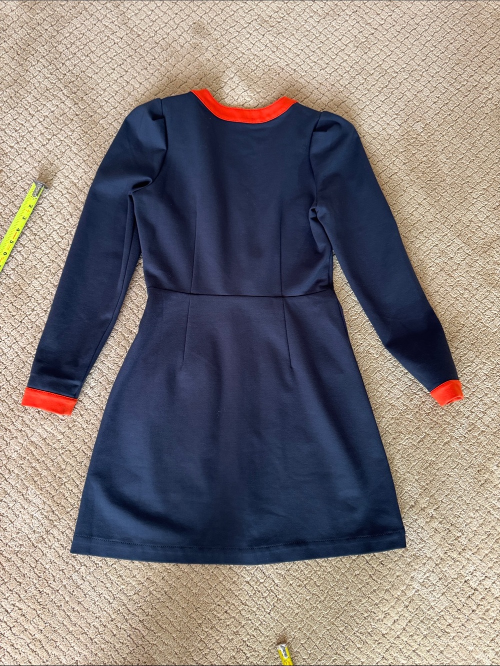 Maeve Anthropologie Ponte Blazer Mini Dress Navy Red Trim Button Front Small - Picture 8 of 10